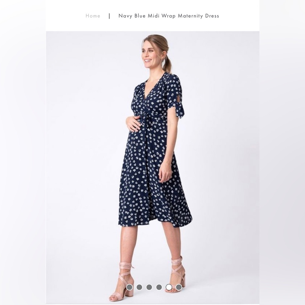 NAVY BLUE MIDI WRAP MATERNITY DRESS